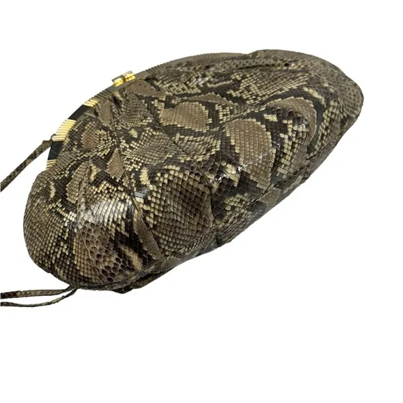 JUDITH LEIBER GENUINE PYTHON SNAKESKIN CLASP DEVIN PURSE CLUTCH